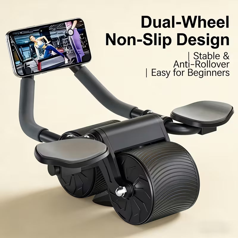 Wheel That Features a Spring-Back Mechanism, Elbow Support Pad, And Timer. It Is Designed for Home Use with Silicone Anti-Slip Grips, Making It Suitable for Beginners Looking to Strengthen Their Core.