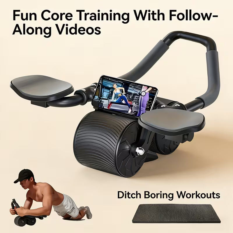 Wheel That Features a Spring-Back Mechanism, Elbow Support Pad, And Timer. It Is Designed for Home Use with Silicone Anti-Slip Grips, Making It Suitable for Beginners Looking to Strengthen Their Core.