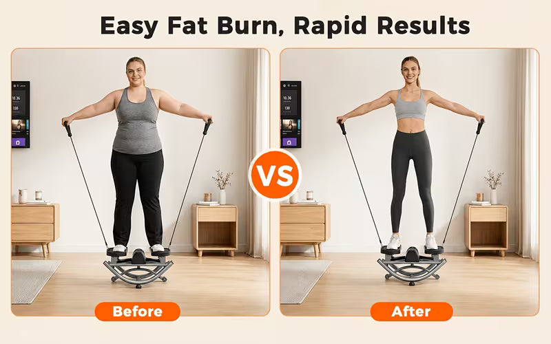 Rocking Steppers for Exercise At Home, 3D Motion Stair Stepper with Resistance Bands for Full Body Workout & Low-Impact Balance Board, Twist Motion Full Body Workout, 250LBS Capacity Portable Fitness Equipment