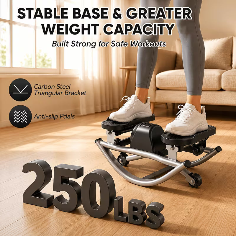Rocking Steppers for Exercise At Home, 3D Motion Stair Stepper with Resistance Bands for Full Body Workout & Low-Impact Balance Board, Twist Motion Full Body Workout, 250LBS Capacity Portable Fitness Equipment