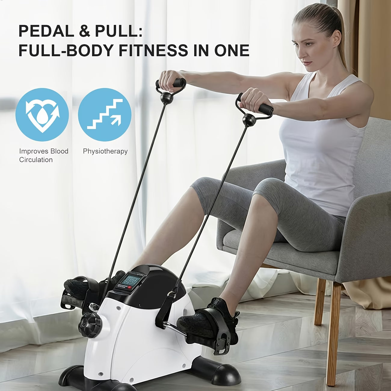 Portable Elliptical Trainer. Featuring 8 adjustable resistance levels.